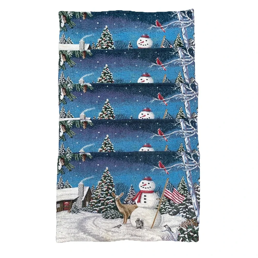 Blue Snowman‎ Deer Flag Winter Placemats Set of 5 12X18 Inch Season